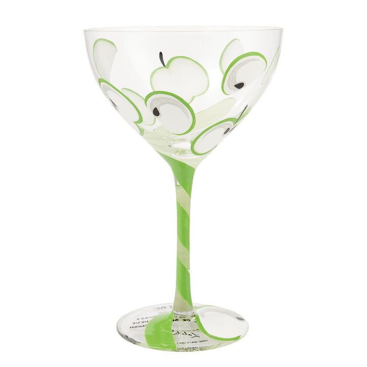 Appletini Hand Painted cocktail glass