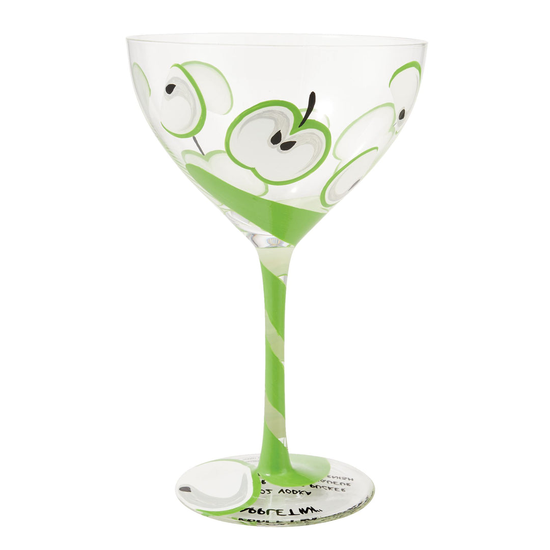 Appletini Hand Painted cocktail glass