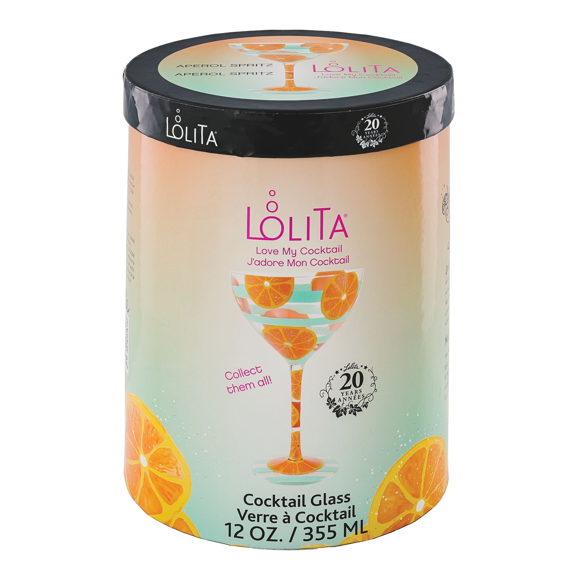 Lolita Aperol Spritz Hand Painted Cocktail Glass Cocktail Glass
