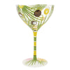 Shaken Pina Colada Hand Painted cocktail glass