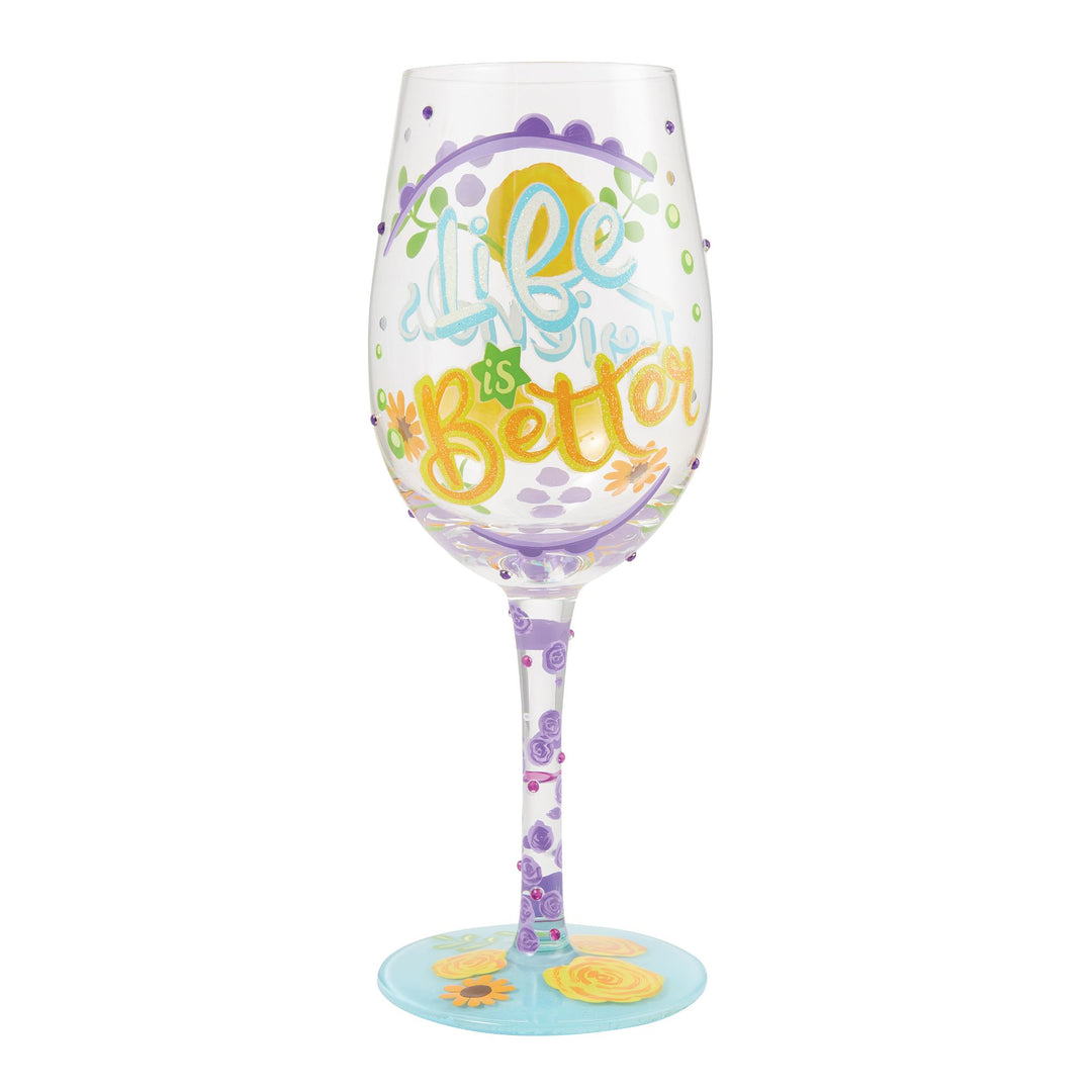 Life with Friends Hand Painted wine glass