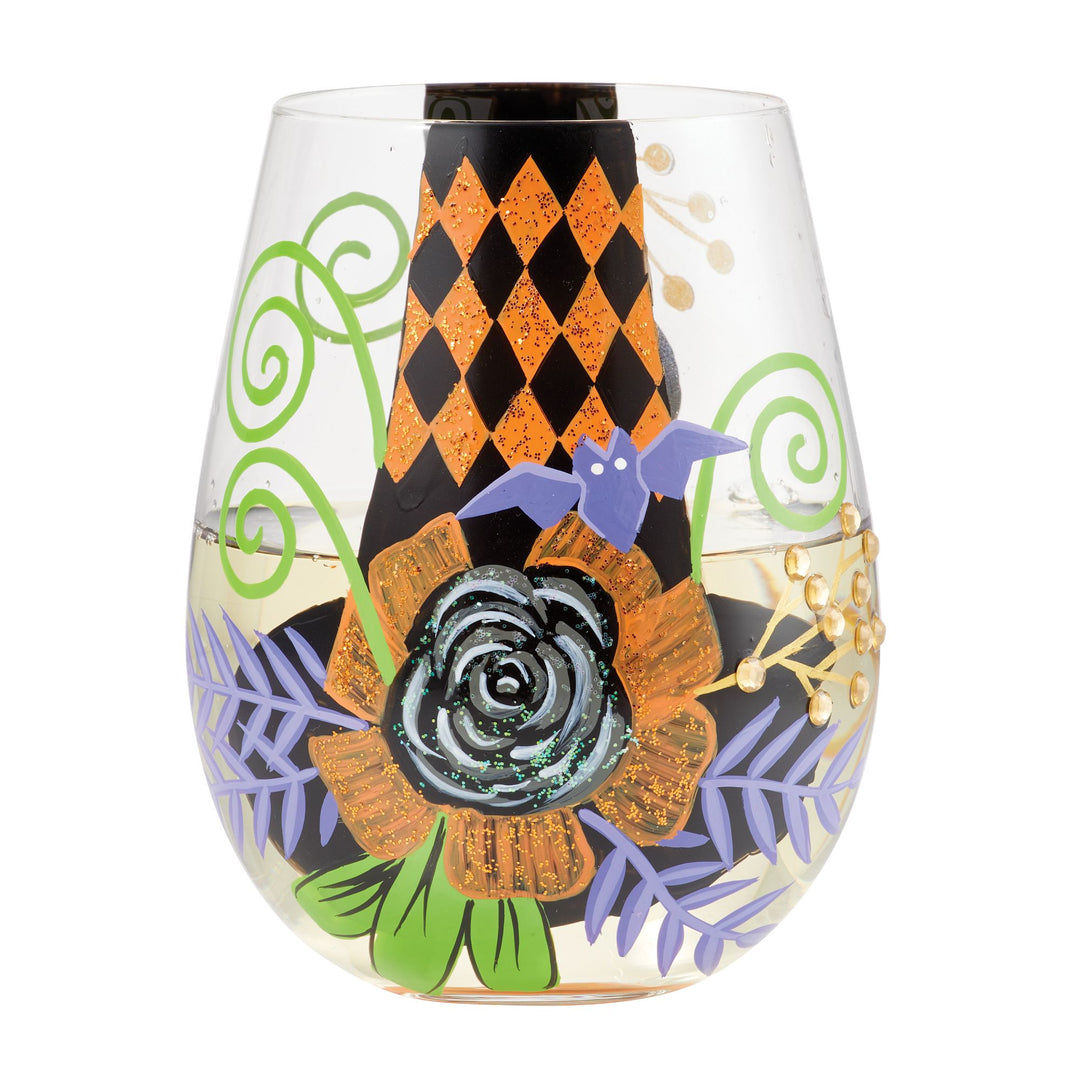 My Fancy Witch Hat Hand Painted stemless wine glass