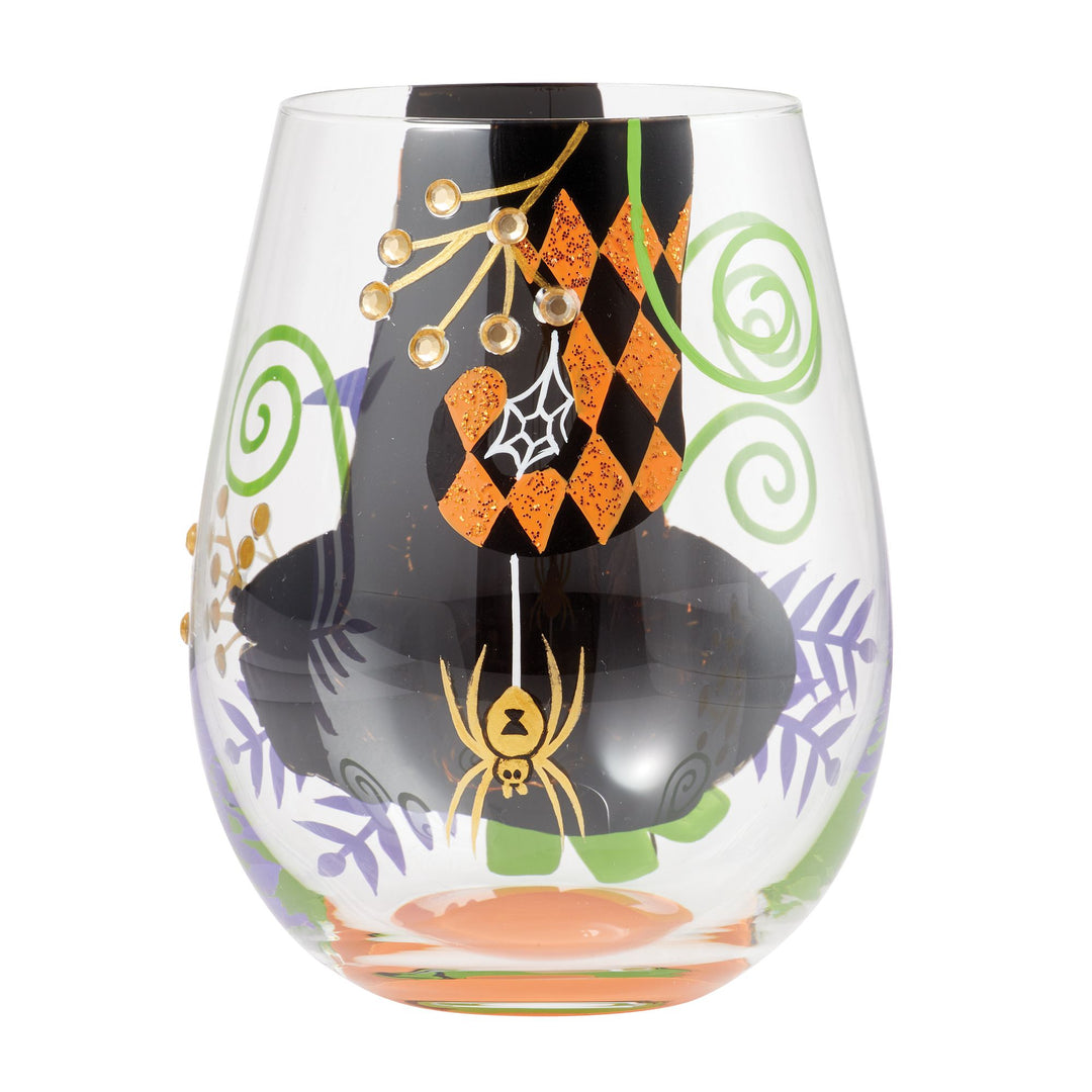 My Fancy Witch Hat Hand Painted stemless wine glass