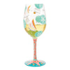 Sailboats and Sand Dollars Hand Painted wine glass