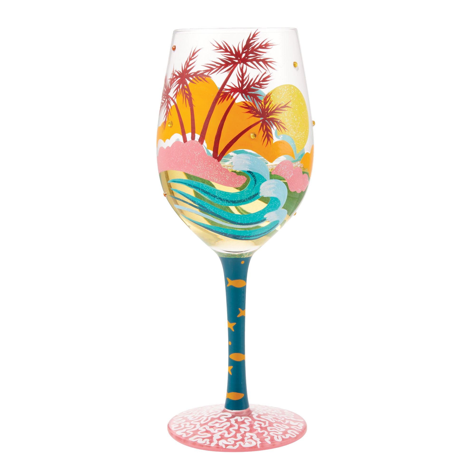 Designer Handblown Crystal Wine Glasses, Unique Iridescent Design