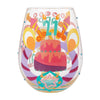 Happy 21st Birthday Hand Painted Stemless Wine Glass