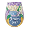 Best Grandma Ever Hand Painted Stemless Wine Glass