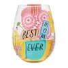 Best Mom Ever Hand Painted Stemless Wine Glass