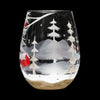Home for the Holidays Hand Painted Stemless Wine Glass