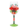 My Fancy Christmas Bow Hand Painted Wine Glass