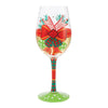 My Fancy Christmas Bow Hand Painted Wine Glass