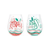 Naughty and Nice Hand Painted Stemless Wine Glass Set