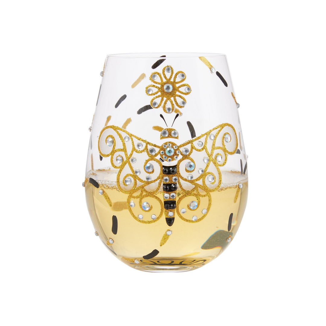 Brilliant Butterfly Hand Painted Stemless Wine Glass