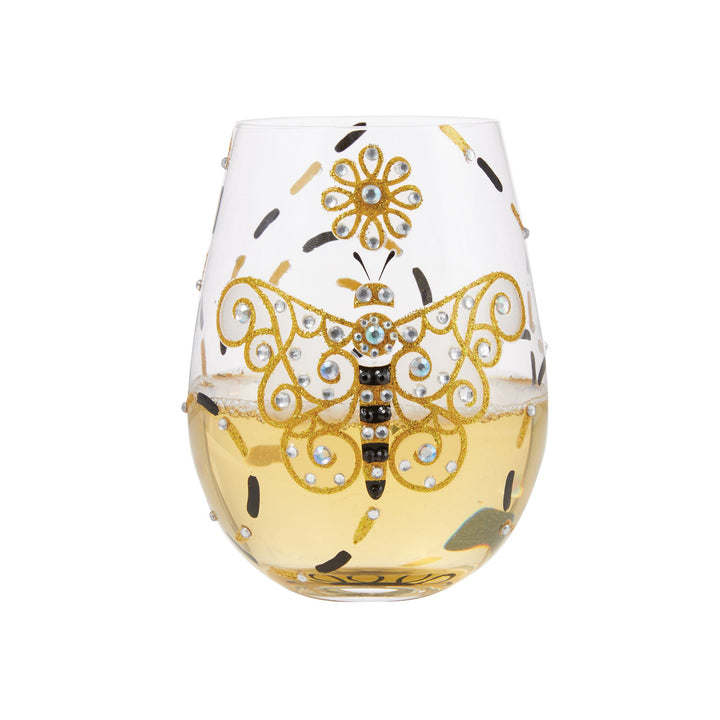 Brilliant Butterfly Hand Painted Stemless Wine Glass