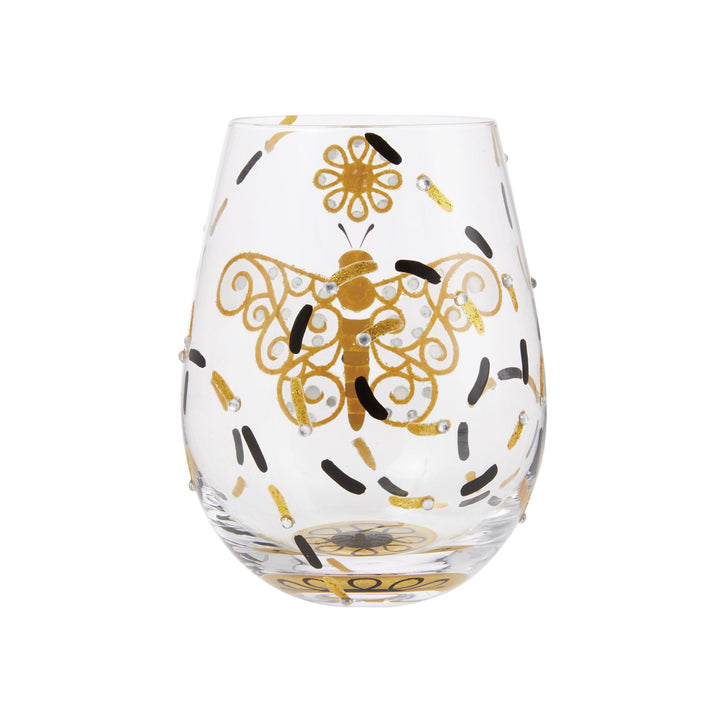 Brilliant Butterfly Hand Painted Stemless Wine Glass