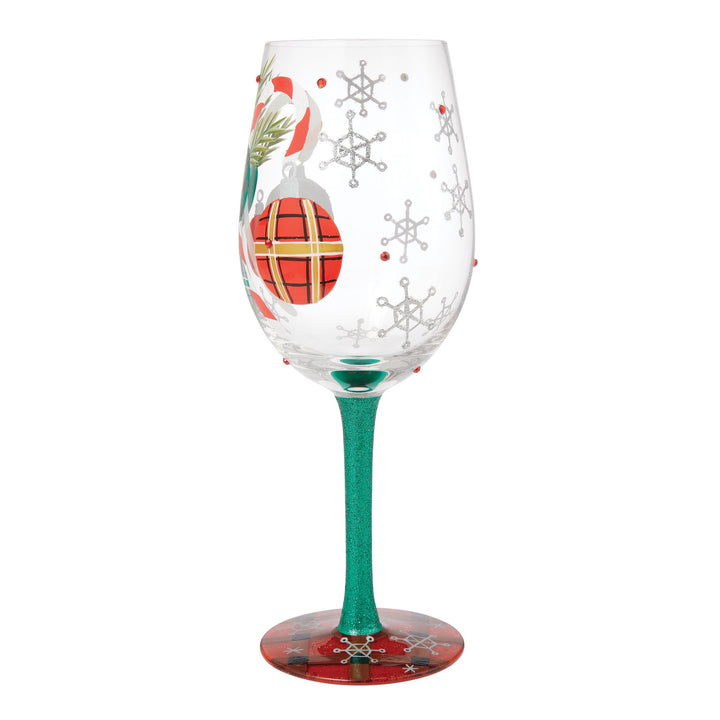 A Plaid Kind of Christmas Hand Painted Wine Glass