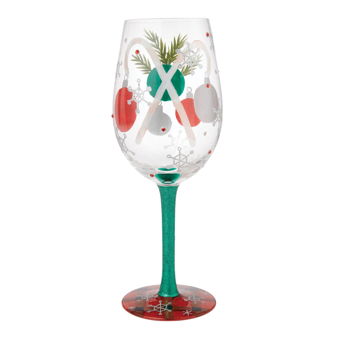 A Plaid Kind of Christmas Hand Painted Wine Glass