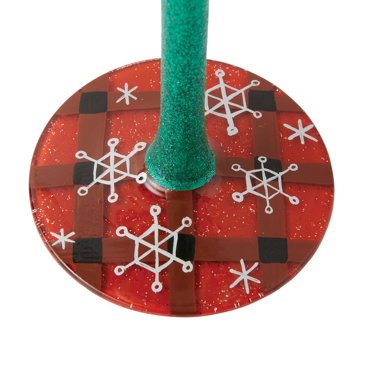 A Plaid Kind of Christmas Hand Painted Wine Glass