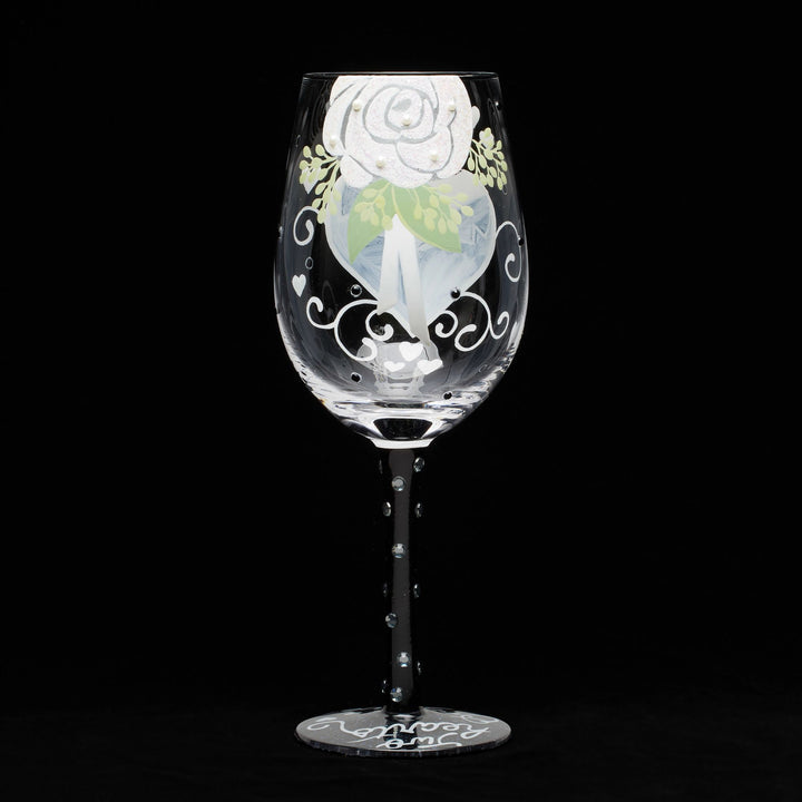 Two Hearts One Love Groom Hand Painted Wine Glass