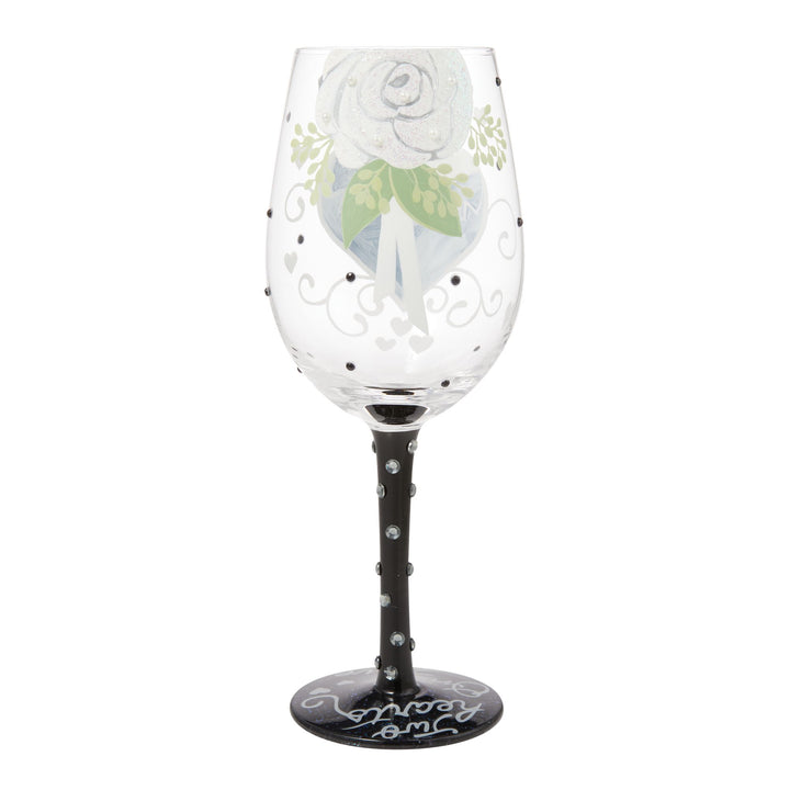 Two Hearts One Love Groom Hand Painted Wine Glass