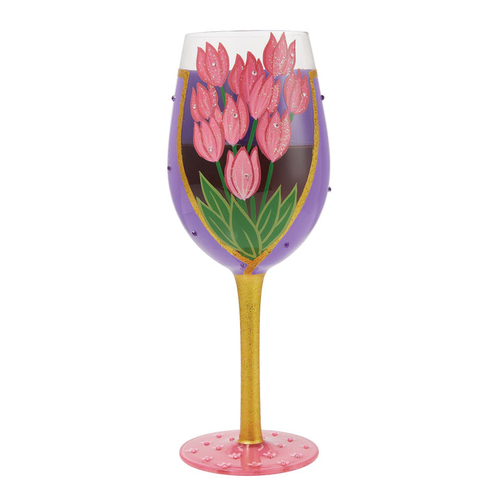 Mother's Day Wrapped Up Hand Painted Wine Glass