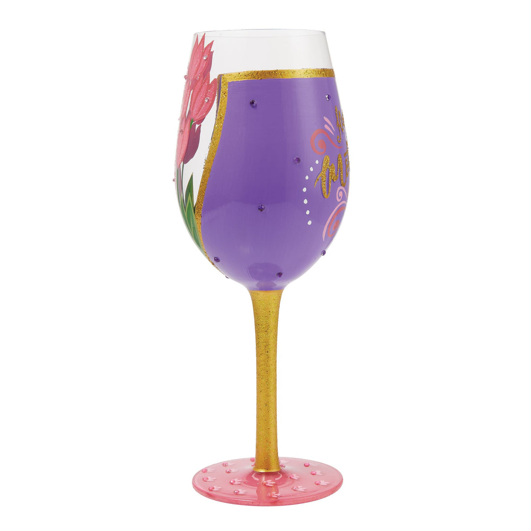 Mother's Day Wrapped Up Hand Painted Wine Glass