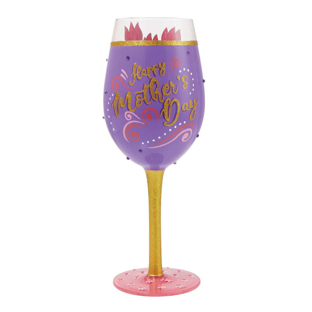 Mother's Day Wrapped Up Hand Painted Wine Glass