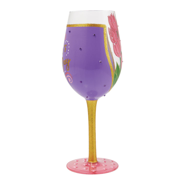 Mother's Day Wrapped Up Hand Painted Wine Glass