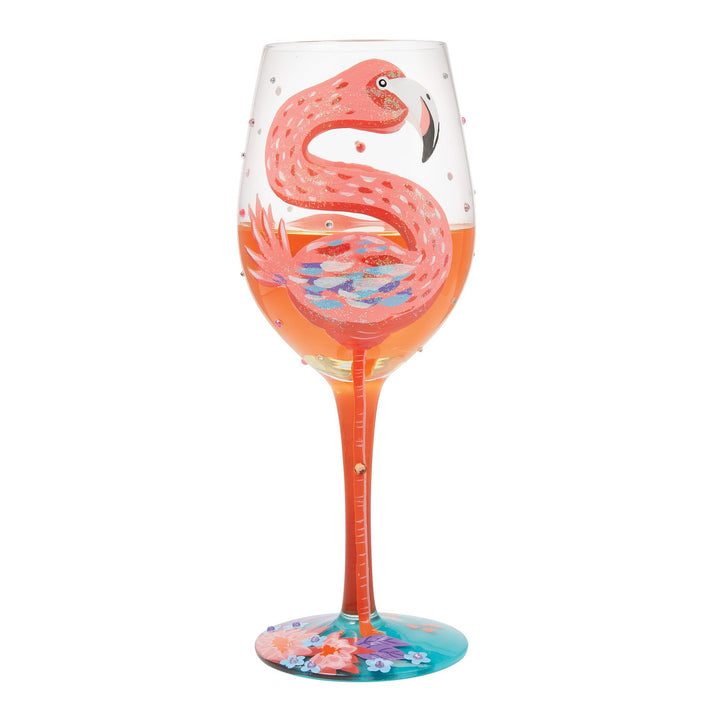 Fabulous Flamingos Painted Wine Glass