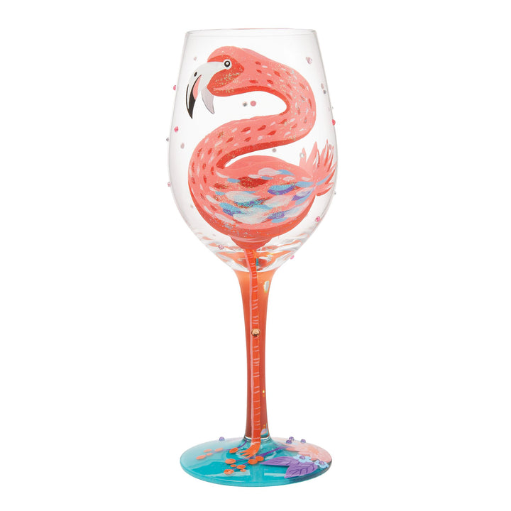 Fabulous Flamingos Painted Wine Glass