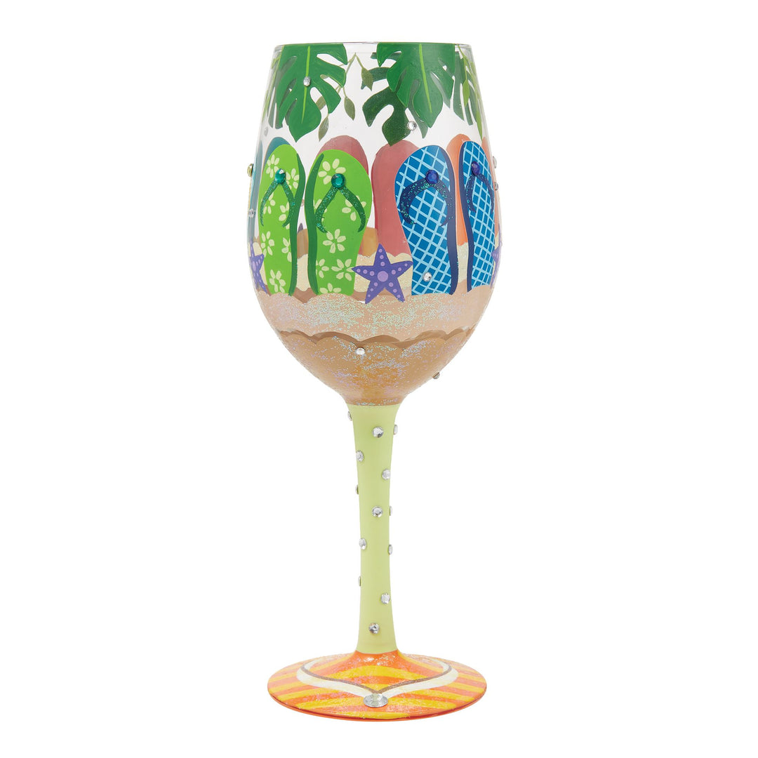 Stuck in the Sand Hand Painted Wine Glass