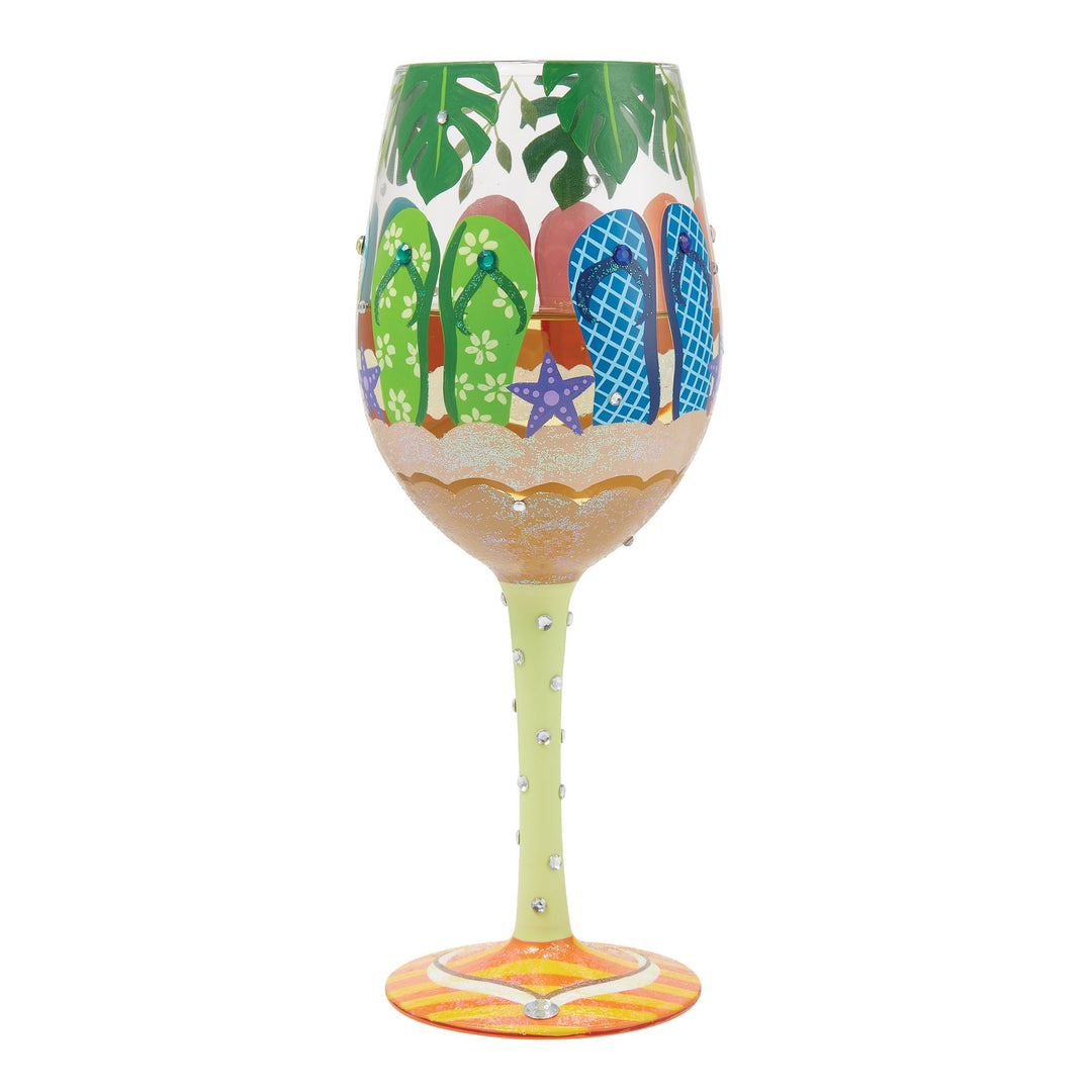 Stuck in the Sand Hand Painted Wine Glass