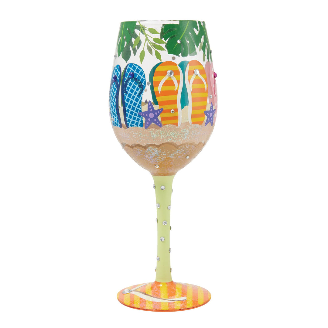 Stuck in the Sand Hand Painted Wine Glass