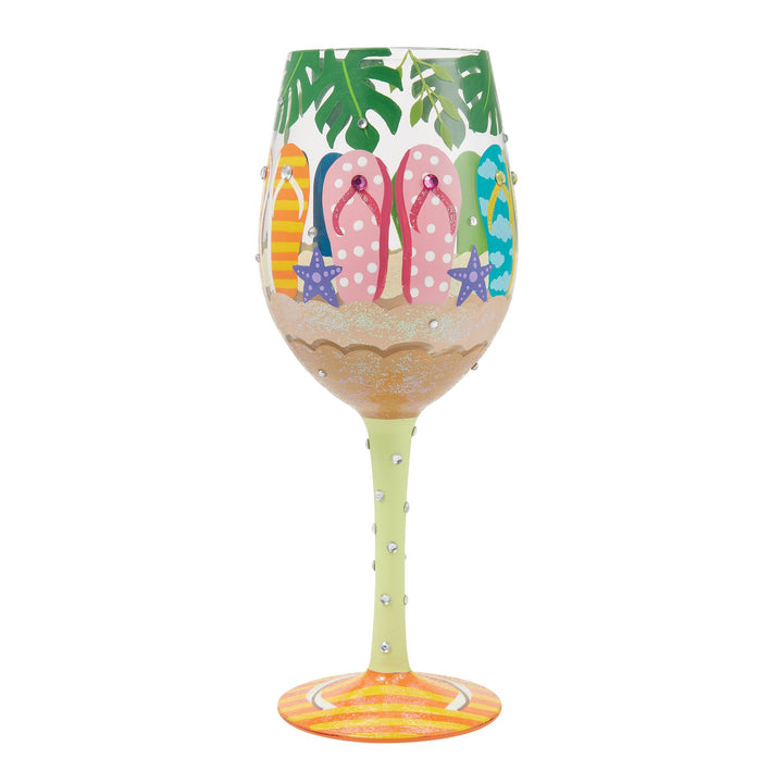 Stuck in the Sand Hand Painted Wine Glass