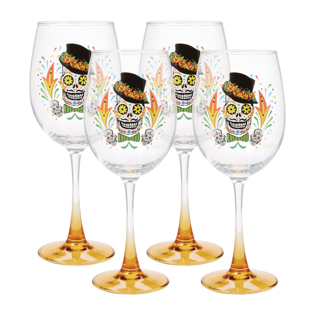 Celebrations 4-Glass Bundle: Sugar Skull Wine Glass