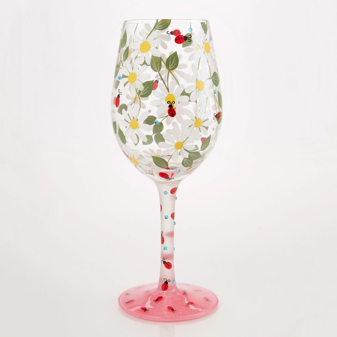 Ladybird Hand Painted Wine Glass