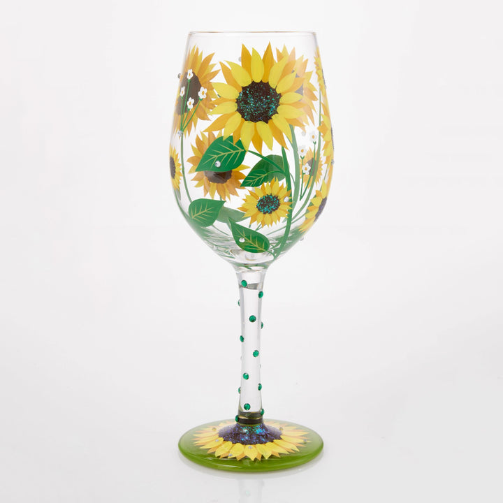 Sunflower Hand Painted Wine Glass