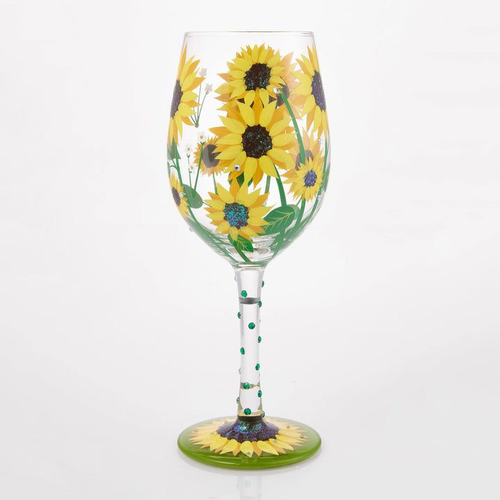 Sunflower Hand Painted Wine Glass