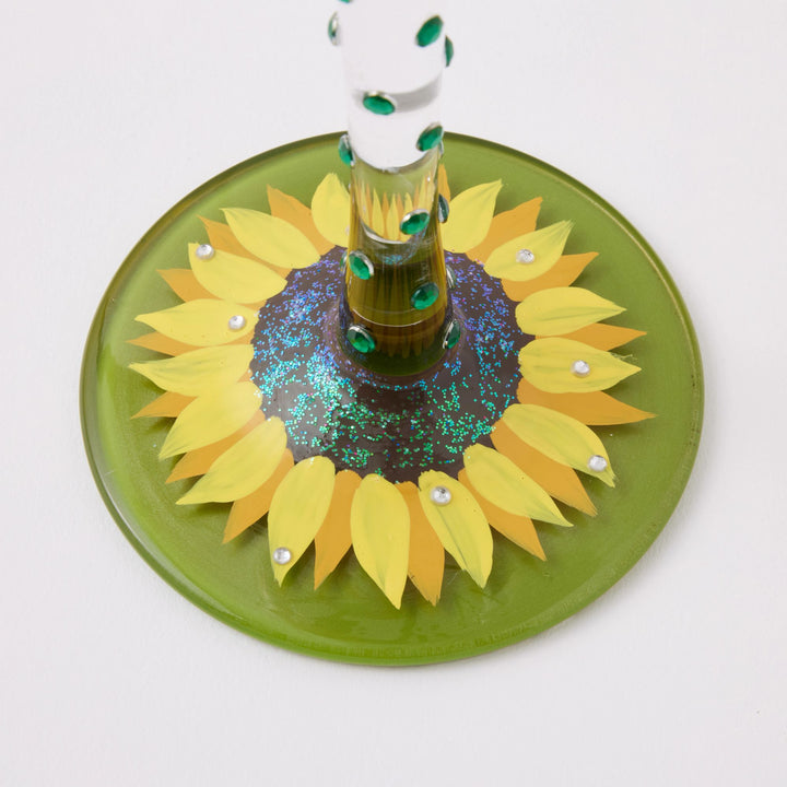 Sunflower Hand Painted Wine Glass