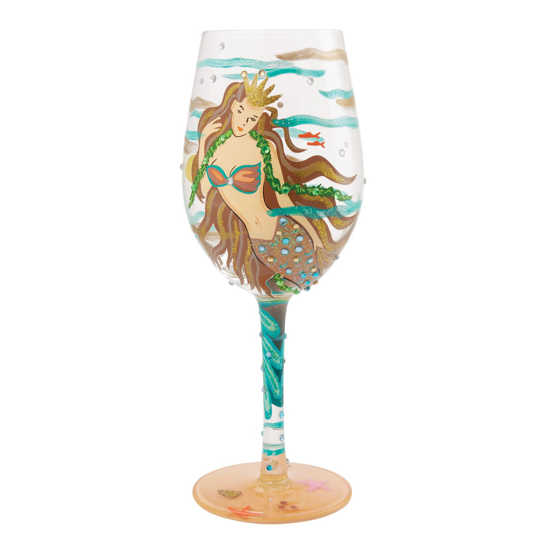 Mystical Mermaid Hand Painted Wine Glass