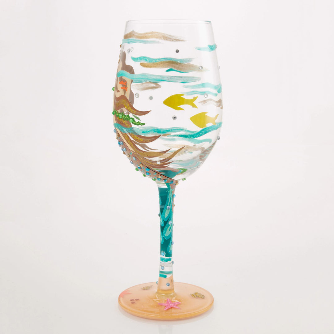 Mystical Mermaid Hand Painted Wine Glass