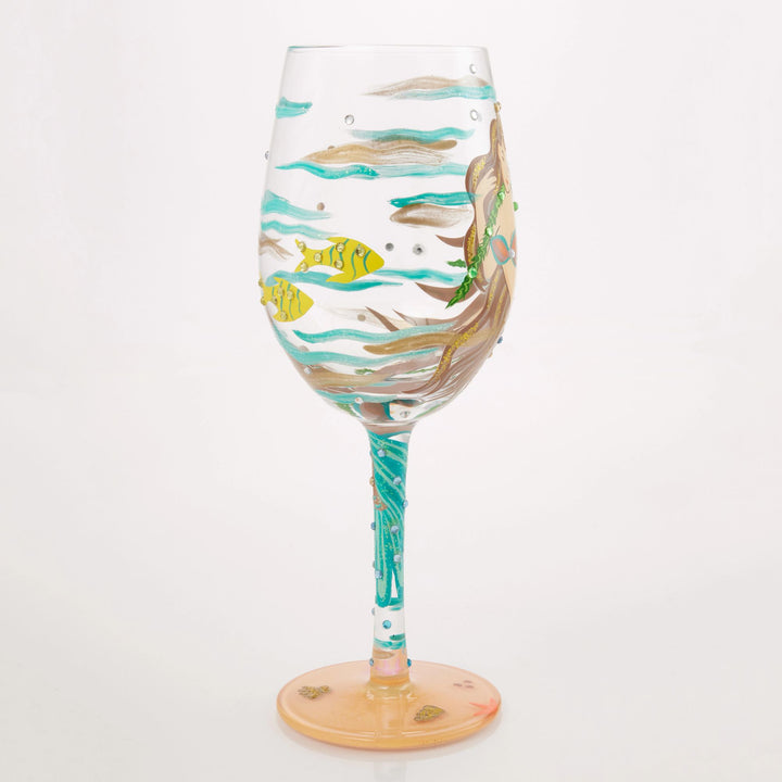 Mystical Mermaid Hand Painted Wine Glass