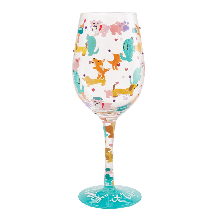 Woof it Up Hand Painted Wine Glass