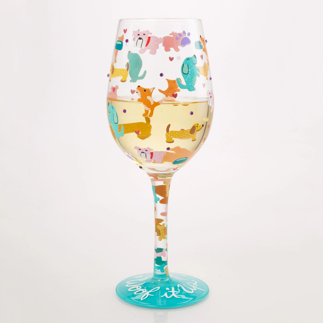 Woof it Up Hand Painted Wine Glass