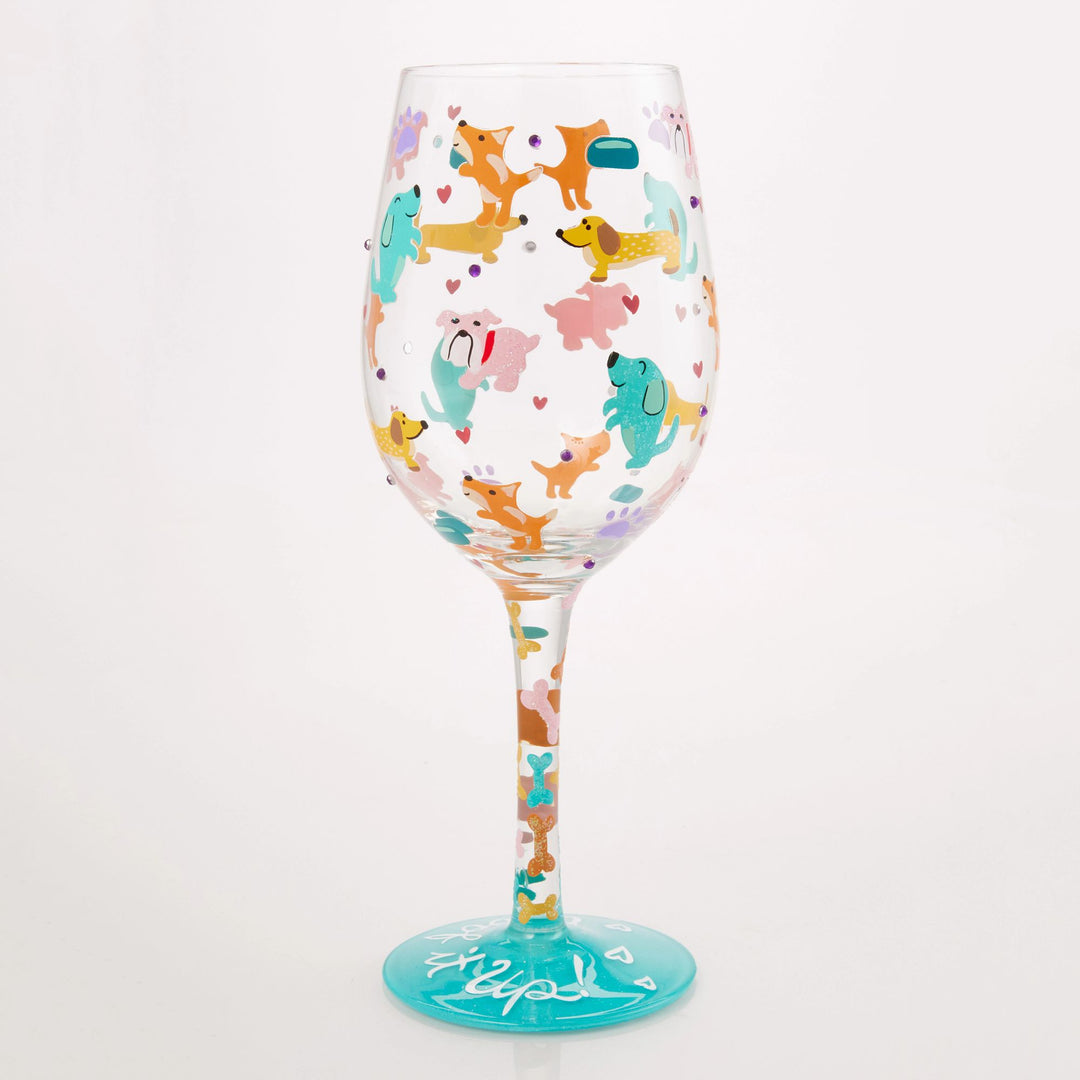 Woof it Up Hand Painted Wine Glass