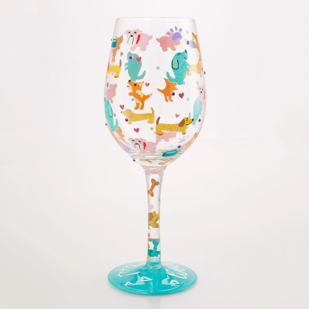 Woof it Up Hand Painted Wine Glass