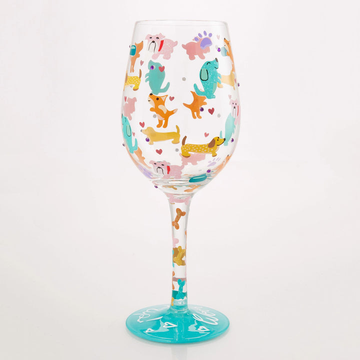 Woof it Up Hand Painted Wine Glass