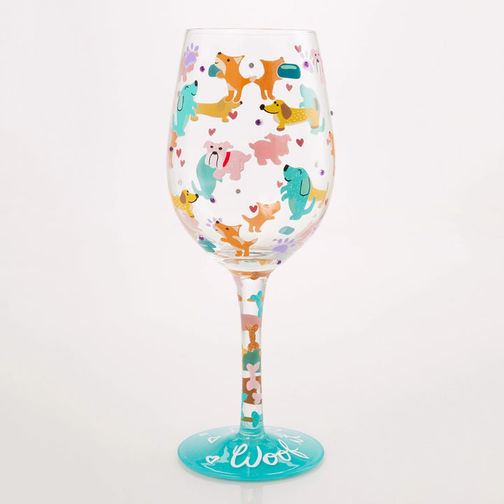 Woof it Up Hand Painted Wine Glass