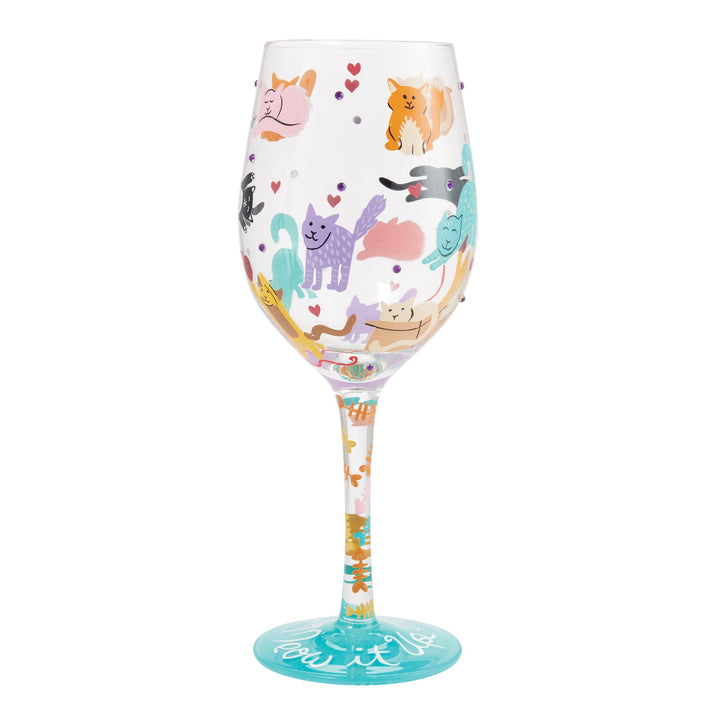 Meow it Up Hand Painted Wine Glass