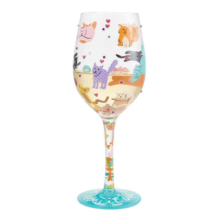 Meow it Up Hand Painted Wine Glass